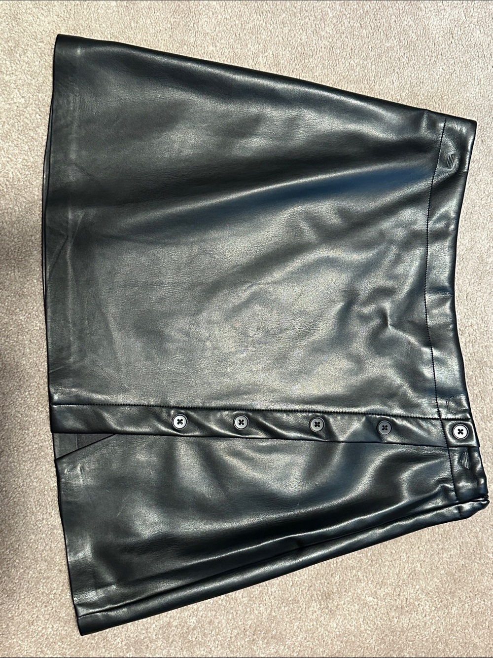 Z Supply Black Faux Leather Button-Trim Mini Skirt